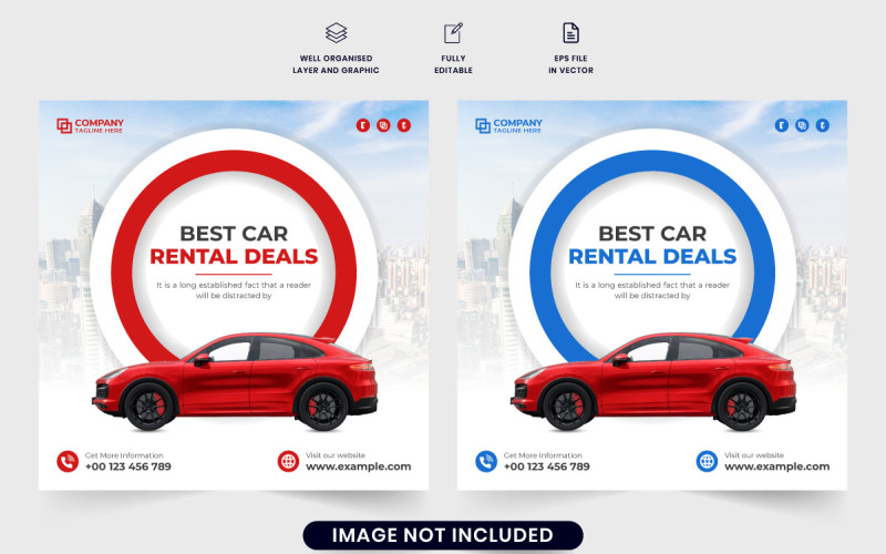 Automobile rental business template vector Social Media