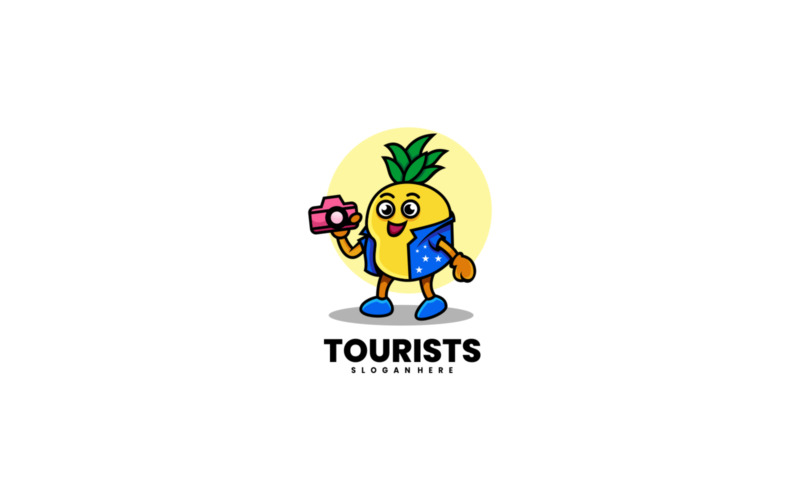 Pineapple Mascot Cartoon Logo Design Logo Template