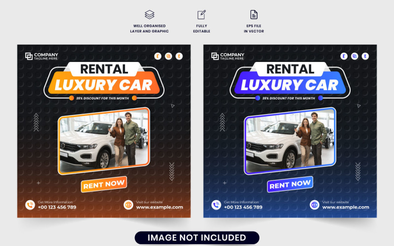 Rent a car business promotion template vector Social Media