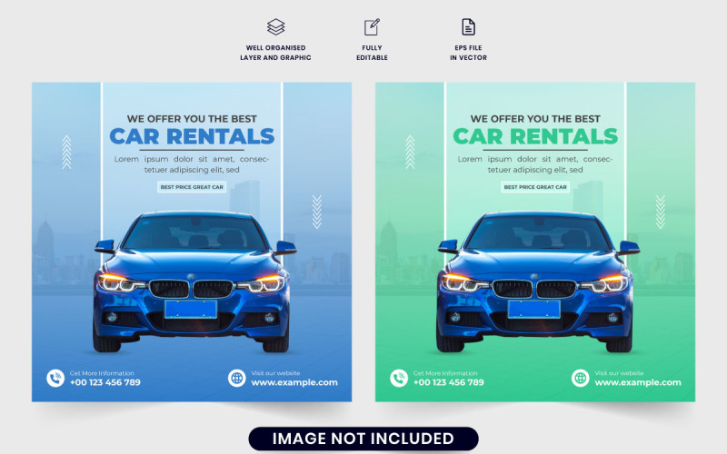 Vehicle rental business poster template Social Media