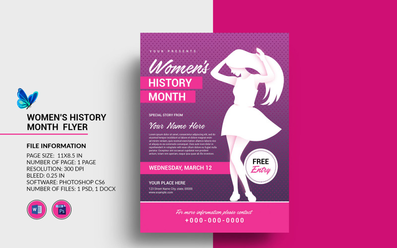 Women's History Month Flyer Printable Template Corporate Identity