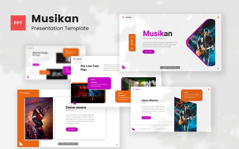 Musikan — Music Band Powerpoint Template PowerPoint Template
