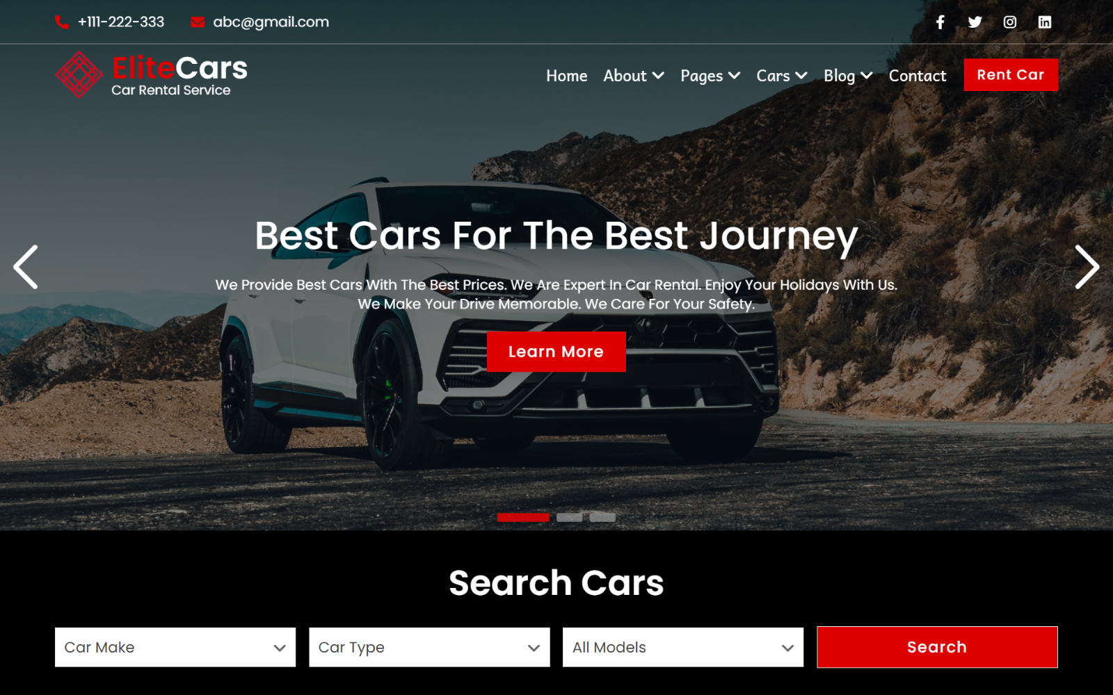 EliteCars - Car Rental HTML5 Website Template