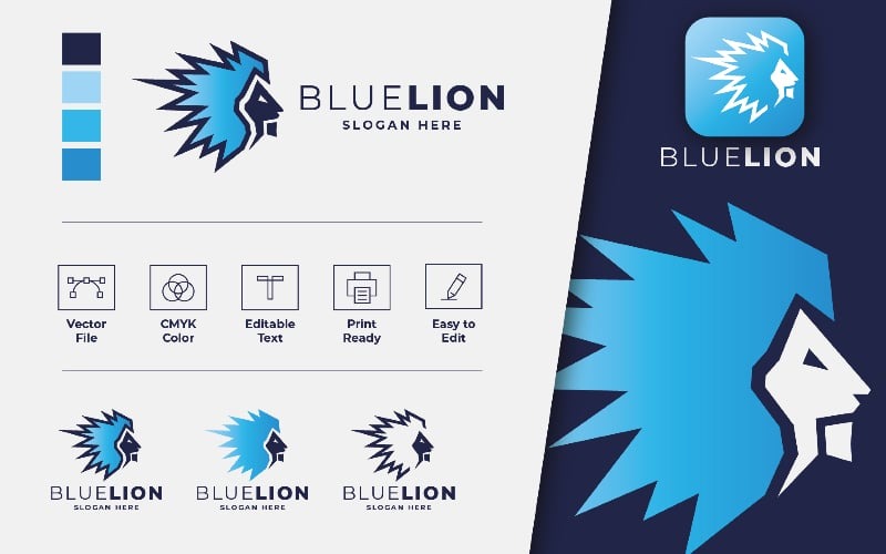 Blue Lion Pro Logo Template