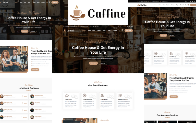 Caffine - Cafe And Coffee Shop HTML5 Template Website Template