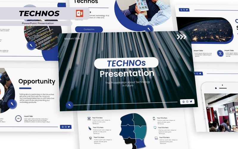 Technos - Pitch Deck Business PowerPoint Presentation Template PowerPoint Template