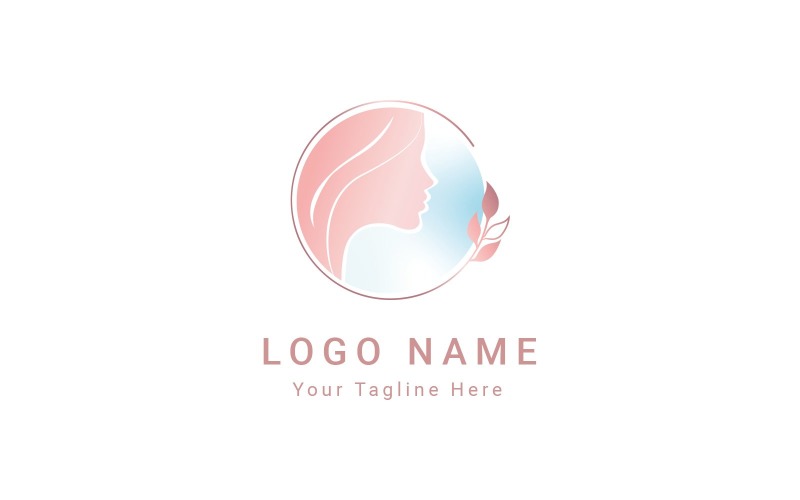 Beauty Lady-Mirror Logo Pink Skincare Logo Template