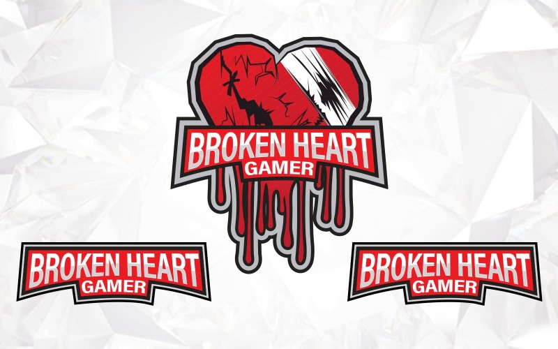 Broken Heart Professional Gaming Mascot logo Design - Brand Identity Vector Graphic