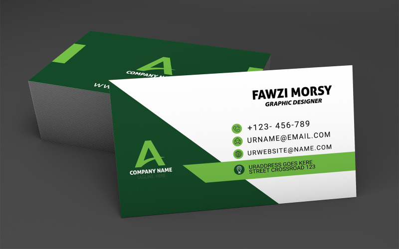 Green Business Card Design Template and ready for print Logo Template