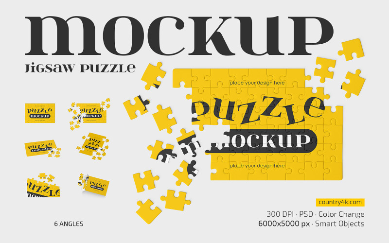 Jigsaw Puzzle Mockup PSD Set Product Mockup