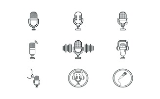 Microphone Icon Flat Vector set