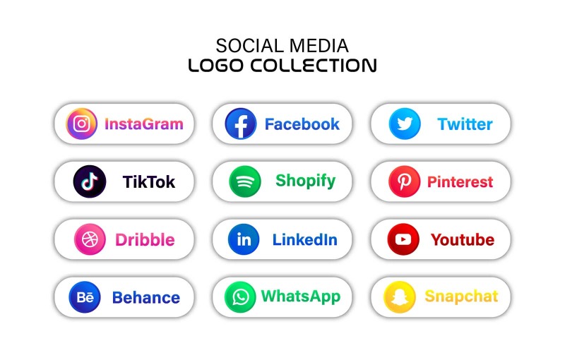 Professional Social Media icons, Pack Websites Icons, clean template - Icon set template Icon Set