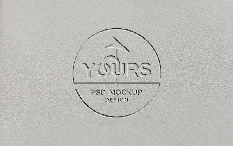 Realistic logo mockup on gray paper with debossed effect Product Mockup