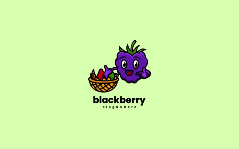 Blackberry Mascot Cartoon Logo Logo Template