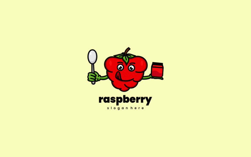 Raspberry Mascot Cartoon Logo Logo Template