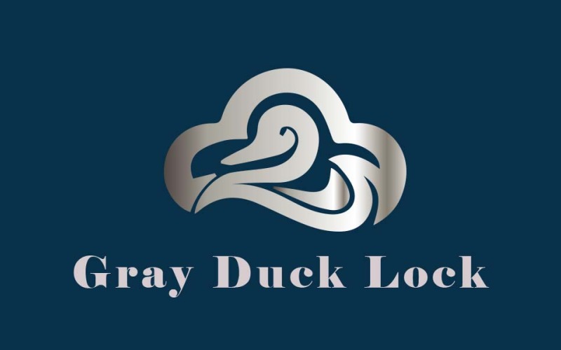 The Bird Gray Duck Lock logo Logo Template