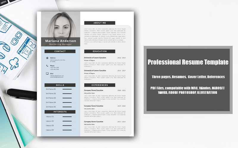 Printable Resume Template PDF Mariana Anderson