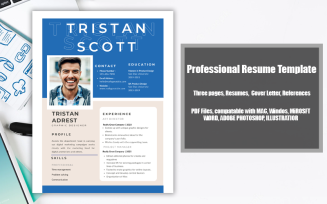 Printable Resume Template PDF Blue-Tan-White