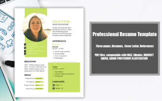 Printable Resume Template PDF Green-White