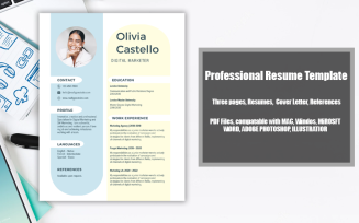 Printable Resume Template PDF Light Blue- Yellow