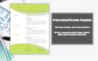 Printable Resume Template PDF- LightGreen-White