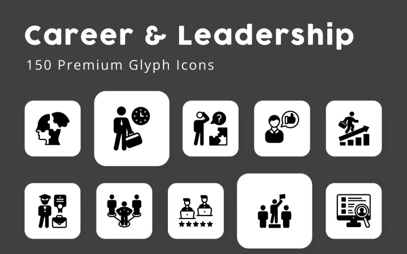 Career and Leadership Unique Glyph Icons Icon Set