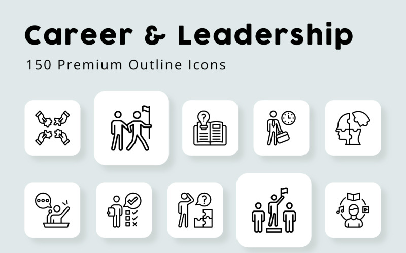 Career and Leadership Unique Outline Icons Icon Set