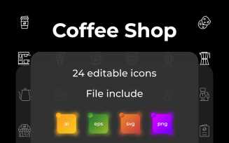 Coffee Shop Outlined Icons