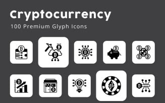 Cryptocurrency Unique Glyph Icons