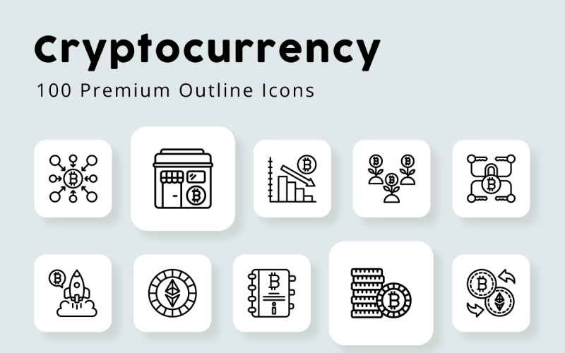 Cryptocurrency Unique Outline Icons Icon Set