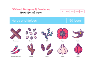 50 Herbs and Spices Icons