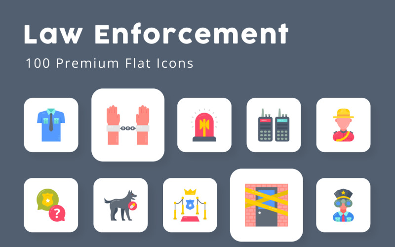Law Enforcement Unique Flat Icons Icon Set