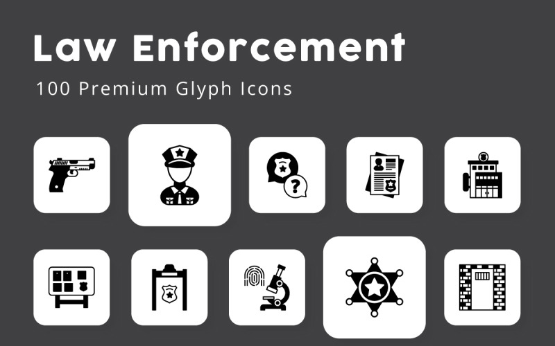 Law Enforcement Unique Glyph Icons Icon Set