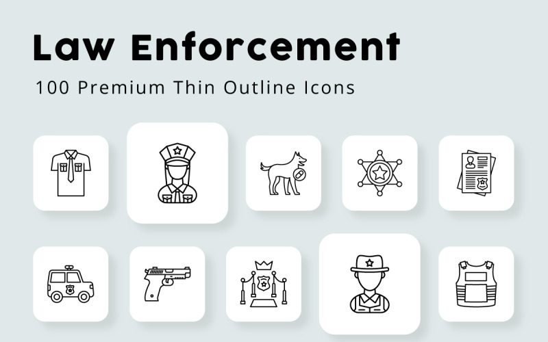Law Enforcement Unique Outline Icons Icon Set