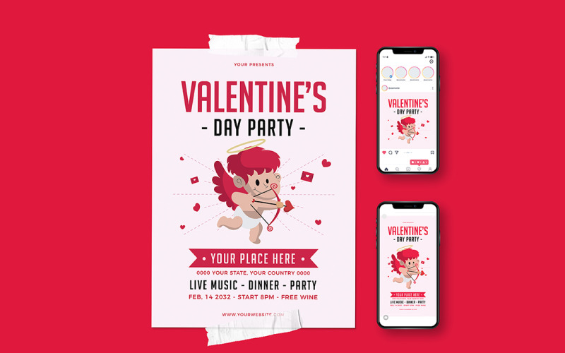Valentine's Party Invitation Flyer Corporate Identity