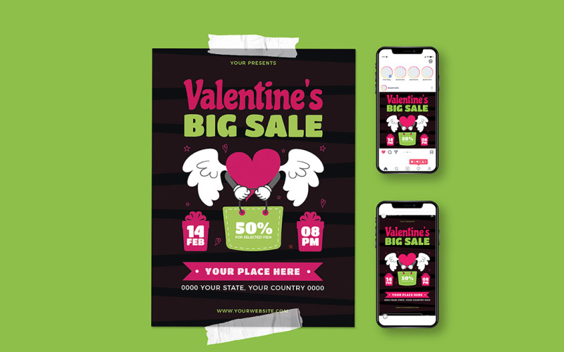 Valentine's Sale Promotional Flyer Corporate Identity