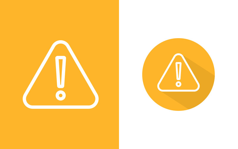 Warning Sign Flat Line Shadow Yellow Icon Vector Illustration Icon Set