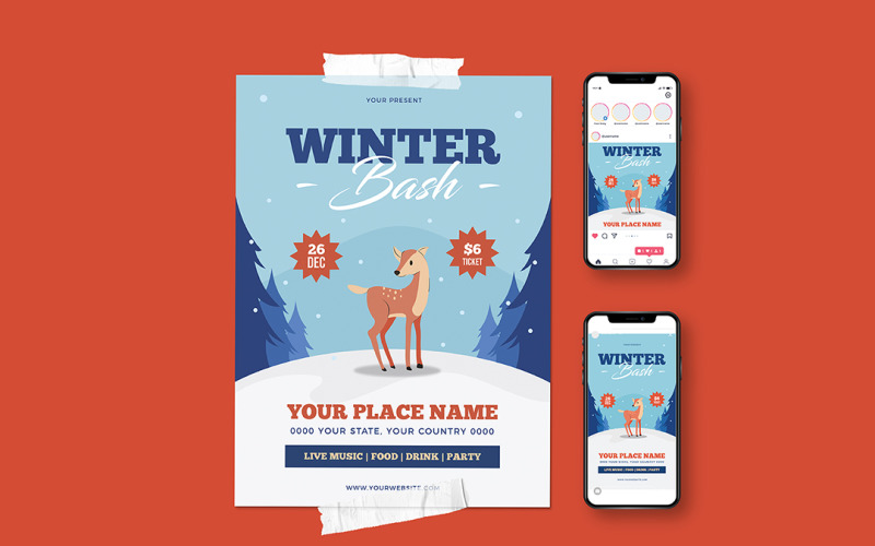 Winter Bash Celebration Flyer Corporate Identity