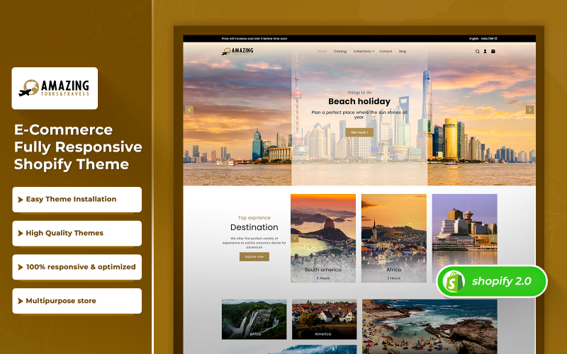 Amazing - Travel, Tours, and Tourism Agency Booking Responsive Shopify 2.0 Theme Shopify Theme