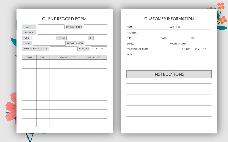 Client Record Form logbook | KDP Interior. Planner