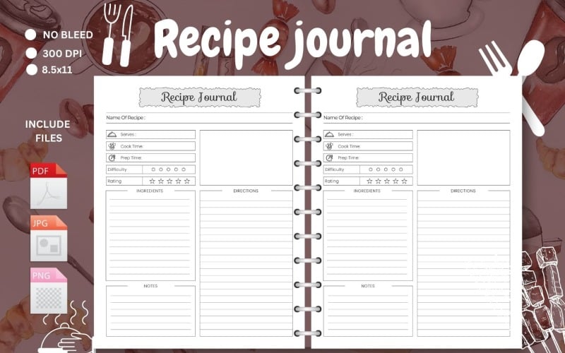 Recipe Journal KDP interior. This is KDP Interior is 100% tested on Amazon Planner