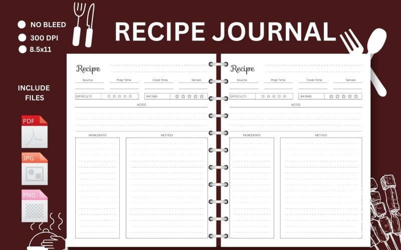 This is a Recipe Journal KDP interior. This is KDP Interior is 100% tested on Amazon Planner