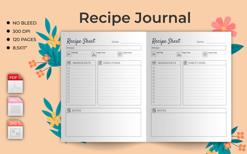 This is a Recipe Journal KDP interior. This is KDP Interior is 100% tested Planner