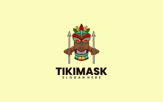 Tiki Mask Mascot Cartoon Logo Style