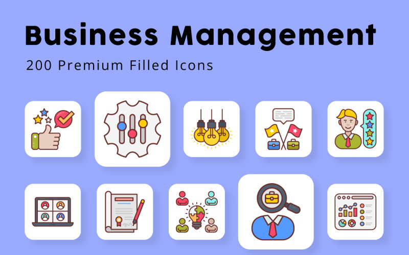 Business Management Filled Icons Icon Set