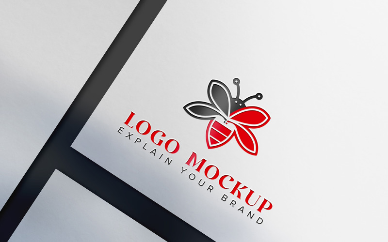 Debossed logo on white paper mockup design Product Mockup