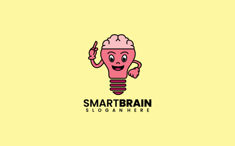 Smart Brain Cartoon Logo Style Logo Template