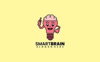 Smart Brain Cartoon Logo Style