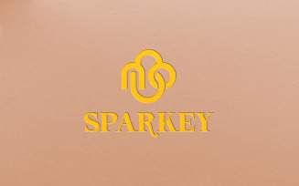 Yellow logo mockup on embossed effect with background texture