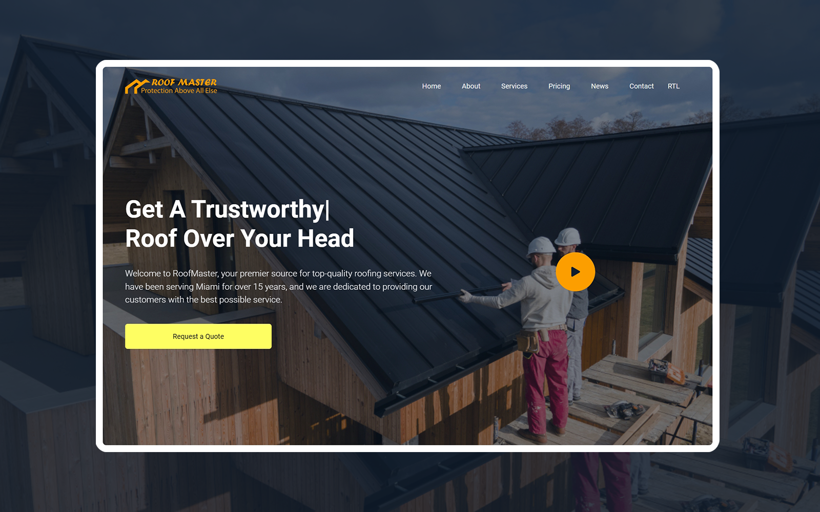 RoofMaster - Roofing Company Website HTML Template